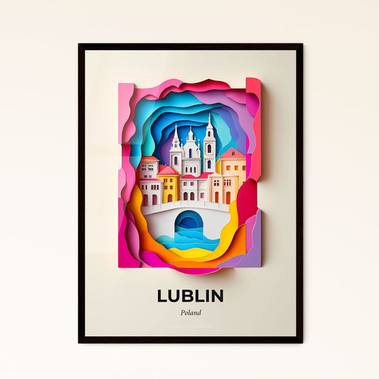 Vivid Lublin, Poland - a paper cut of a city with a bridge