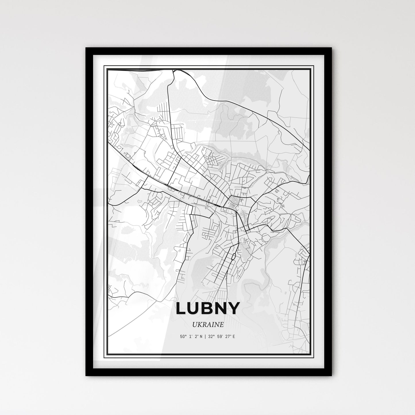 Lubny Ukraine - Scandinavian Style City Map for Modern Home Decor