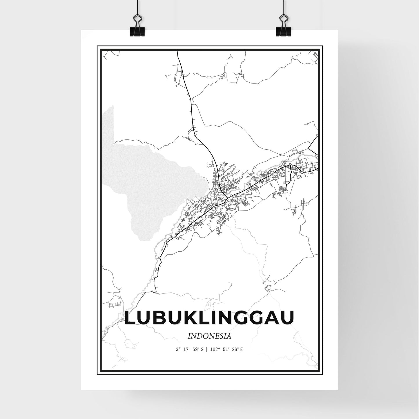 Lubuklinggau Indonesia - Premium City Map Poster