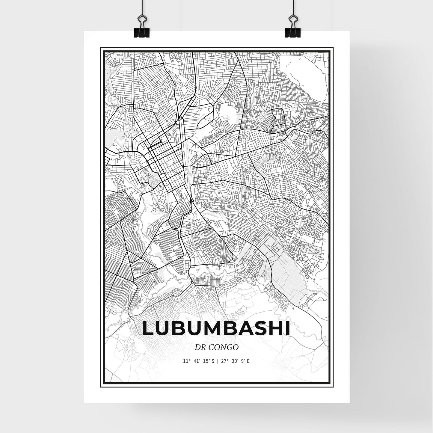 Lubumbashi DR Congo - Premium City Map Poster