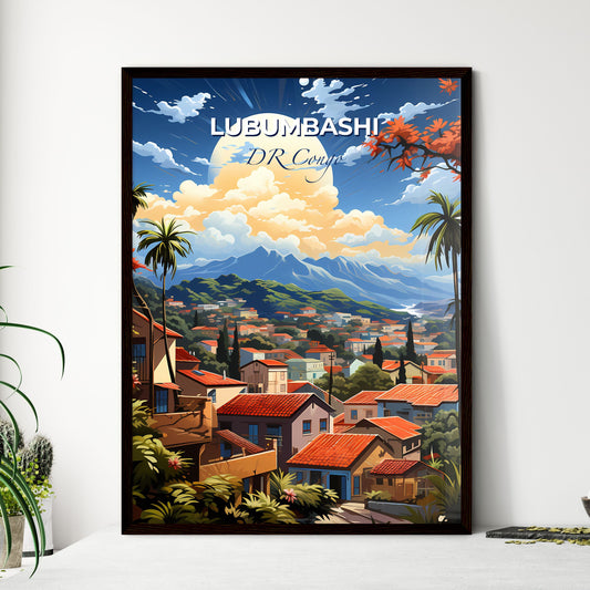 Artistic Lubumbashi Skyline Landscape Painting-Vibrant Town with Mountains and Trees Default Title