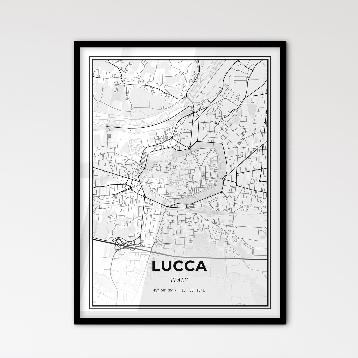 Lucca Italy - Scandinavian Style City Map for Modern Home Decor