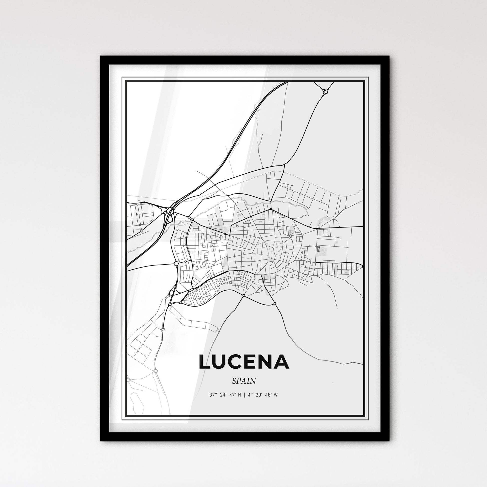 Lucena Spain - Scandinavian Style City Map for Modern Home Decor