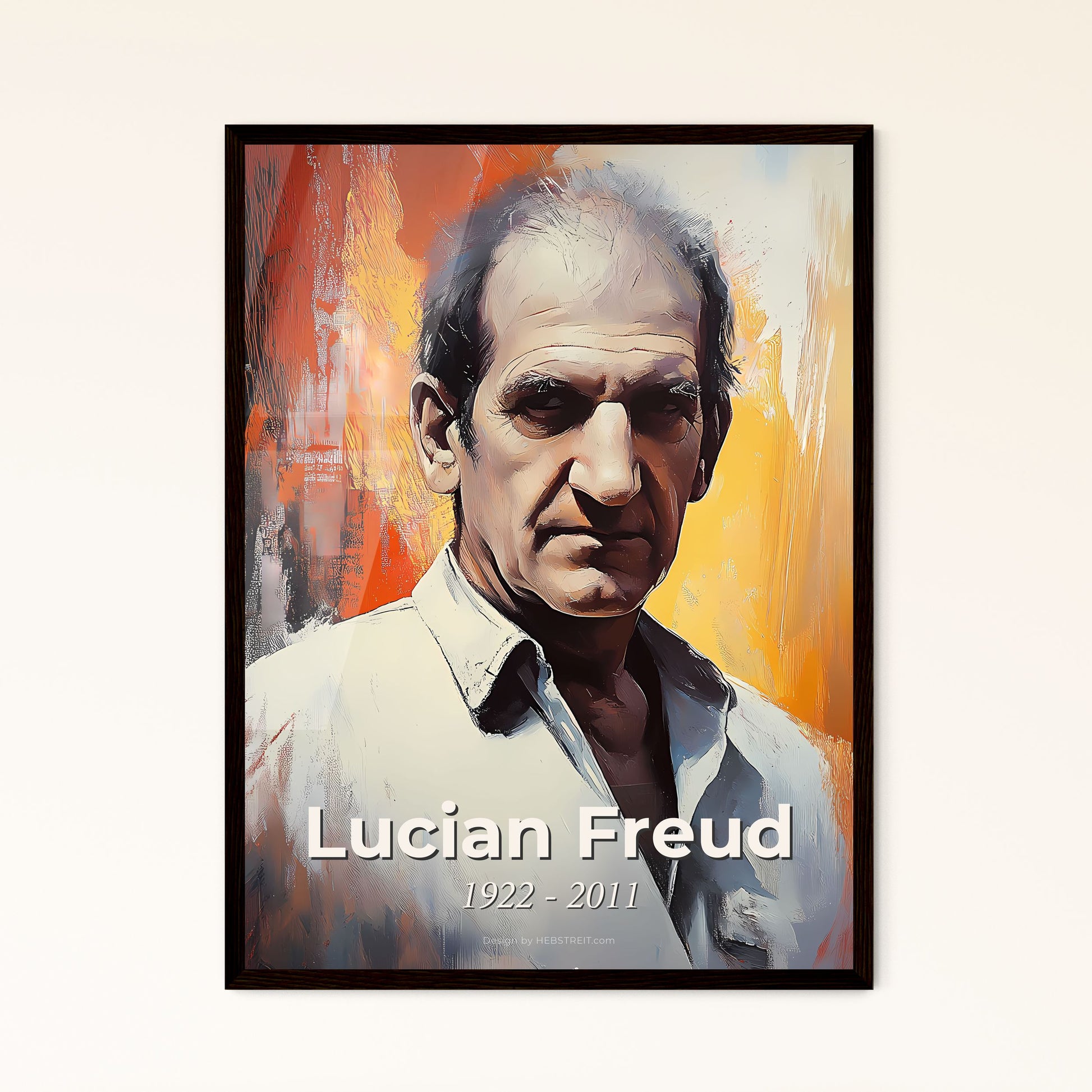 Portrait of Lucian Freud, 1922 - 2011. Impressionistic painting of a man in a white shirt.