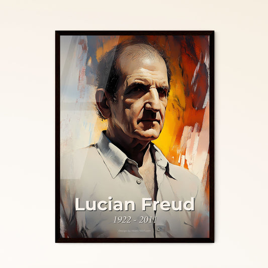 Portrait of Lucian Freud, 1922 - 2011. Impressionistic painting of a man in a white shirt.