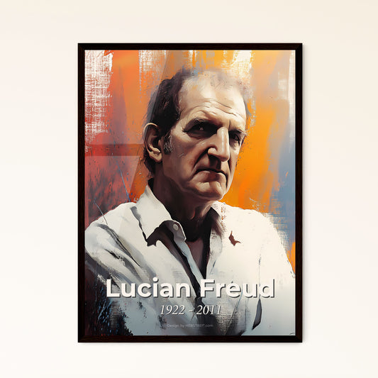 Portrait of Lucian Freud, 1922 - 2011. Impressionistic painting of a man in a white shirt.