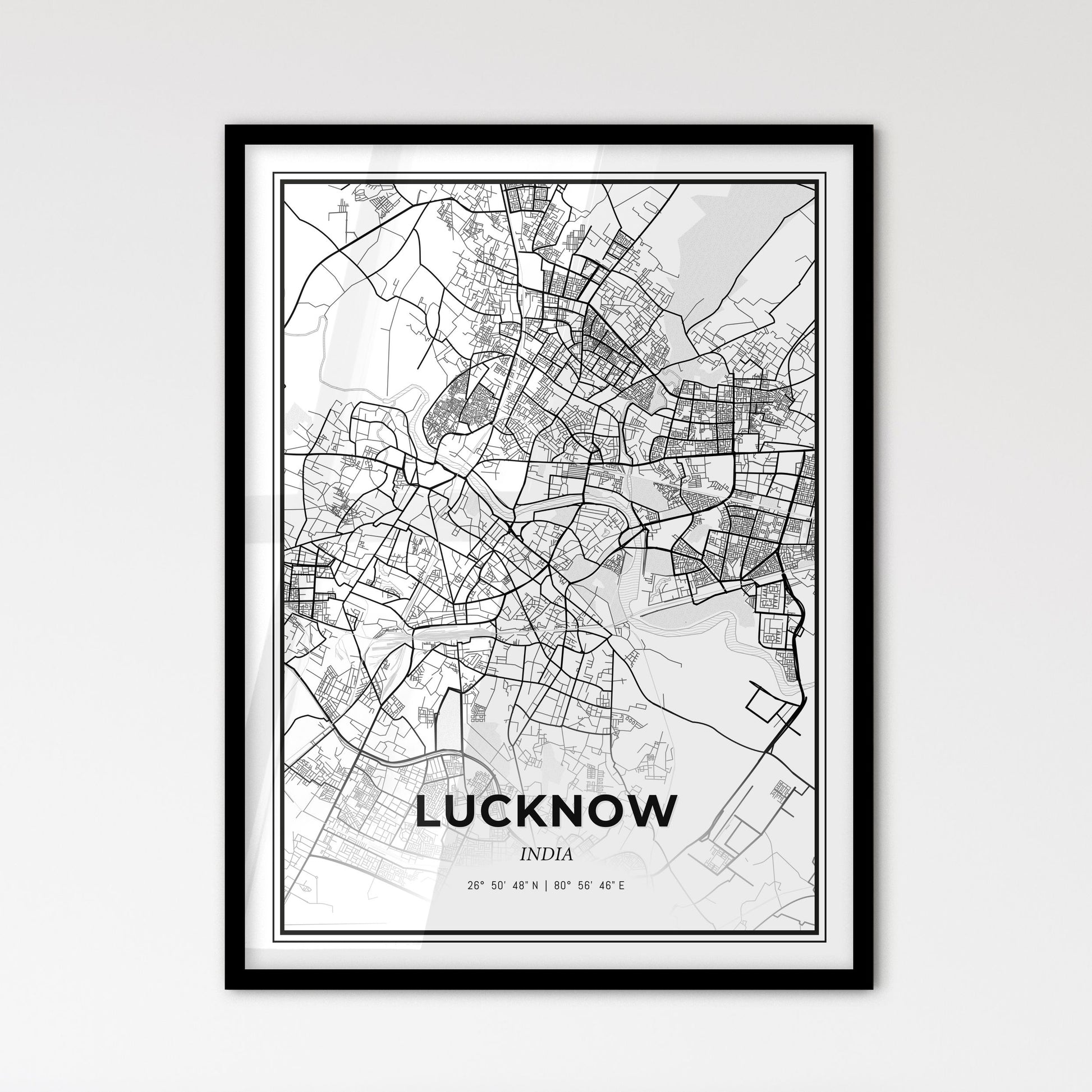 Lucknow India - Scandinavian Style City Map for Modern Home Decor