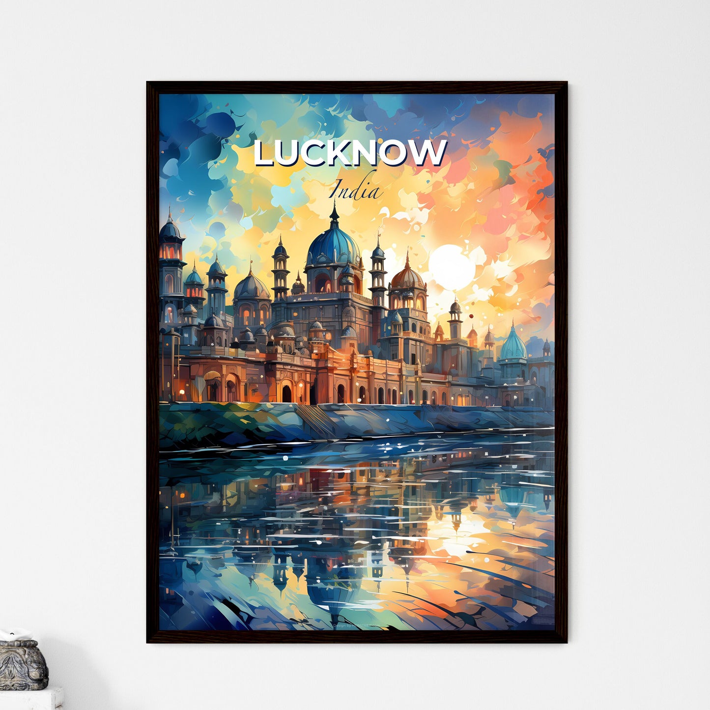 Lucknow India Skyline - Colorful Painting of Castle and Sky Clouds Default Title