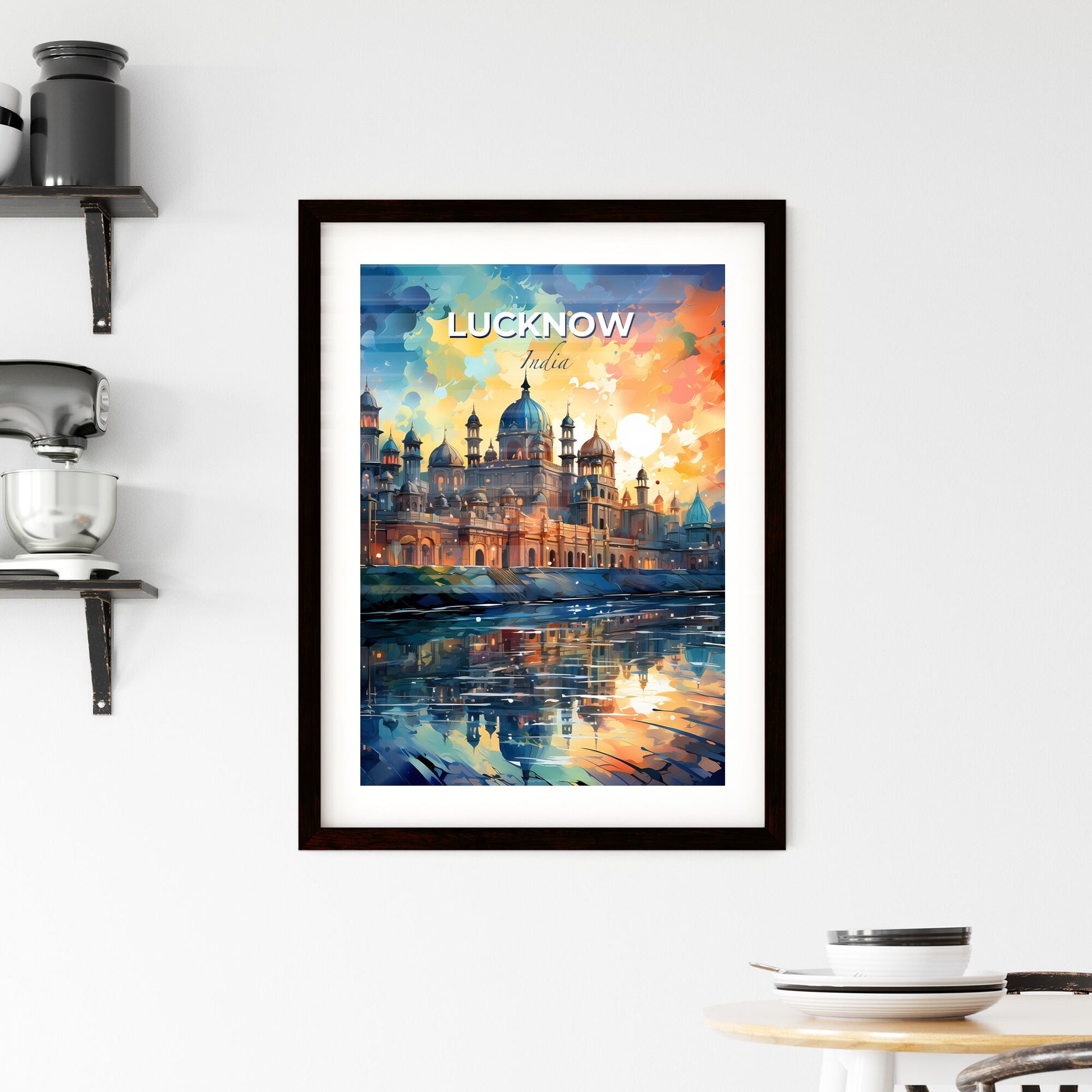 Lucknow India Skyline - Colorful Painting of Castle and Sky Clouds Default Title