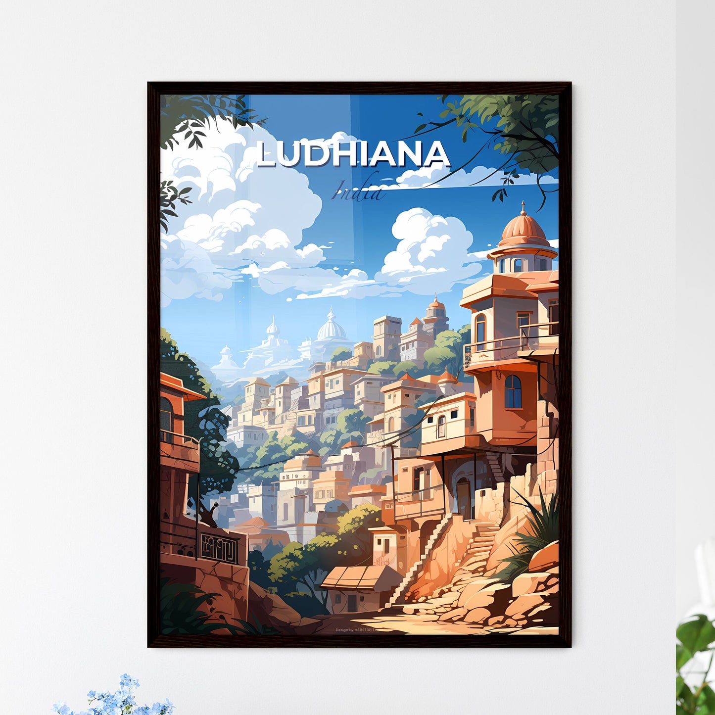 Cartoon City Skyline of Ludhiana, India with Vibrant Art Focus Default Title