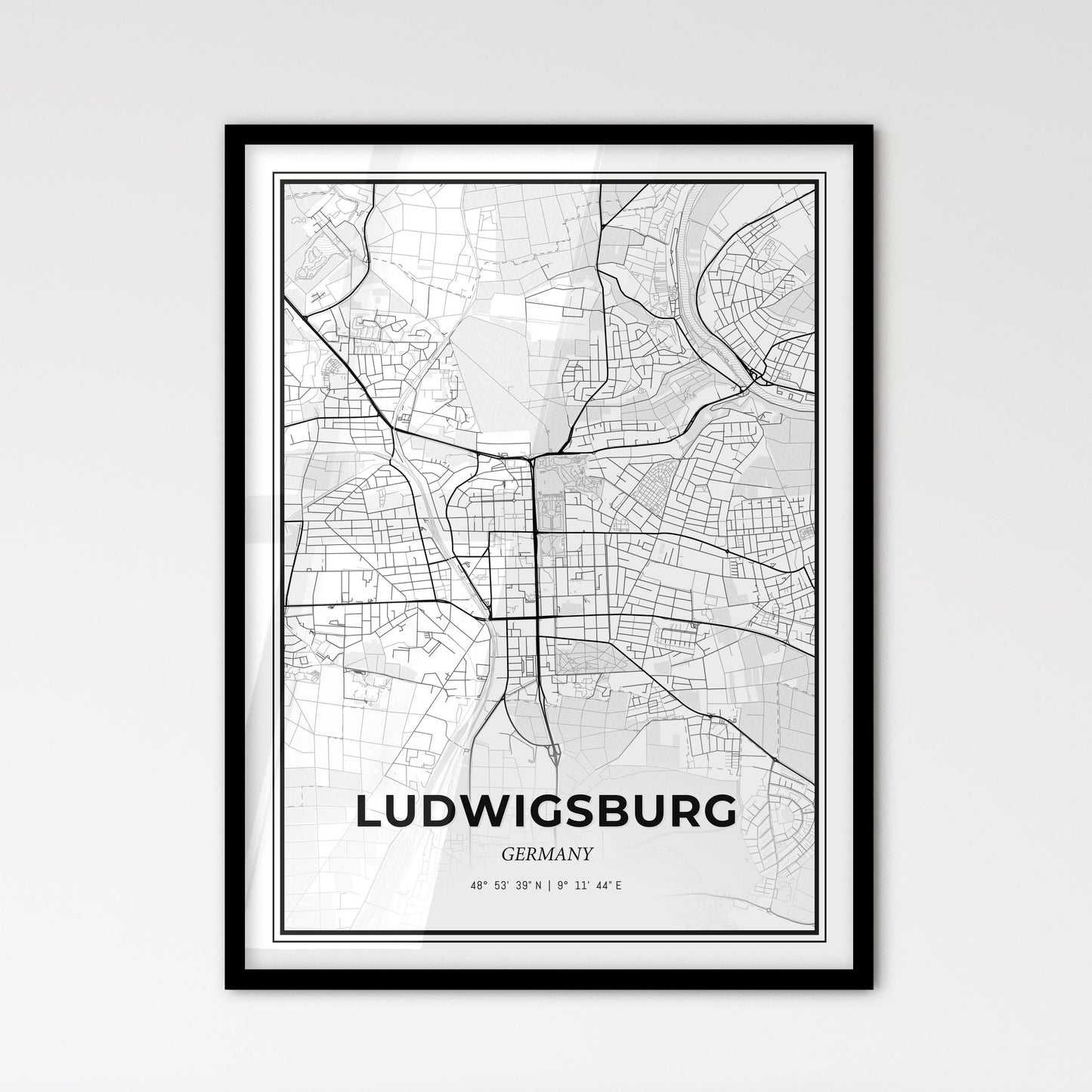 Ludwigsburg Germany - Scandinavian Style City Map for Modern Home Decor