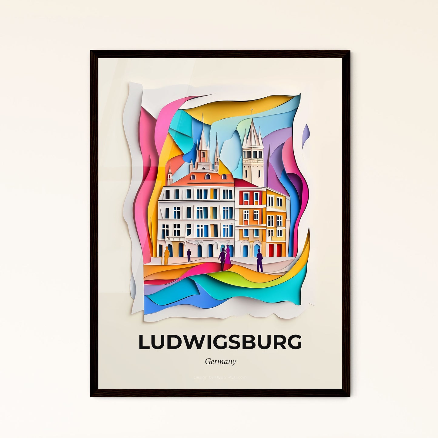 Vivid Ludwigsburg, Germany - a paper cut of a city with a person walking