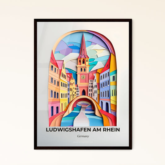 Vivid Ludwigshafen am Rhein, Germany - a colorful picture of a city with a clock tower