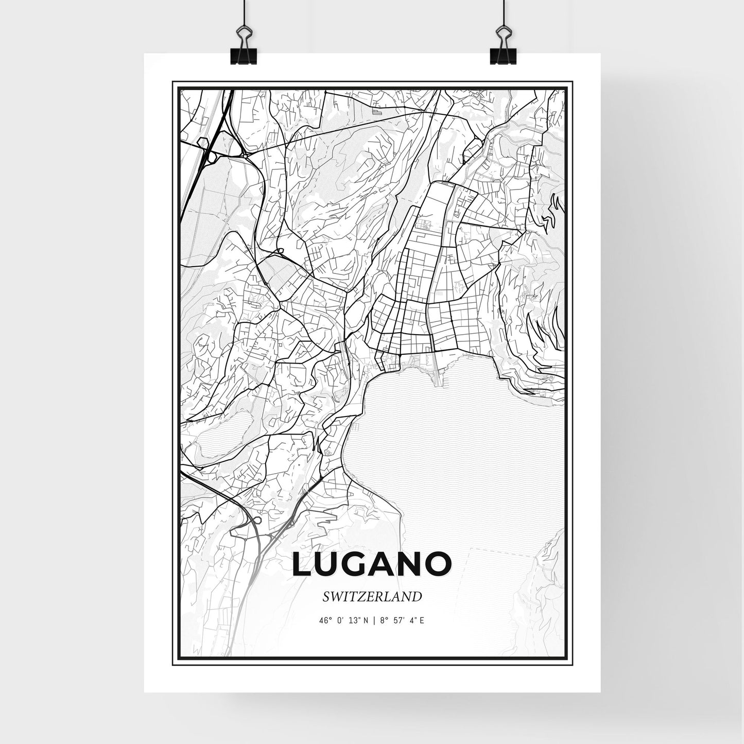 Lugano Switzerland - Premium City Map Poster