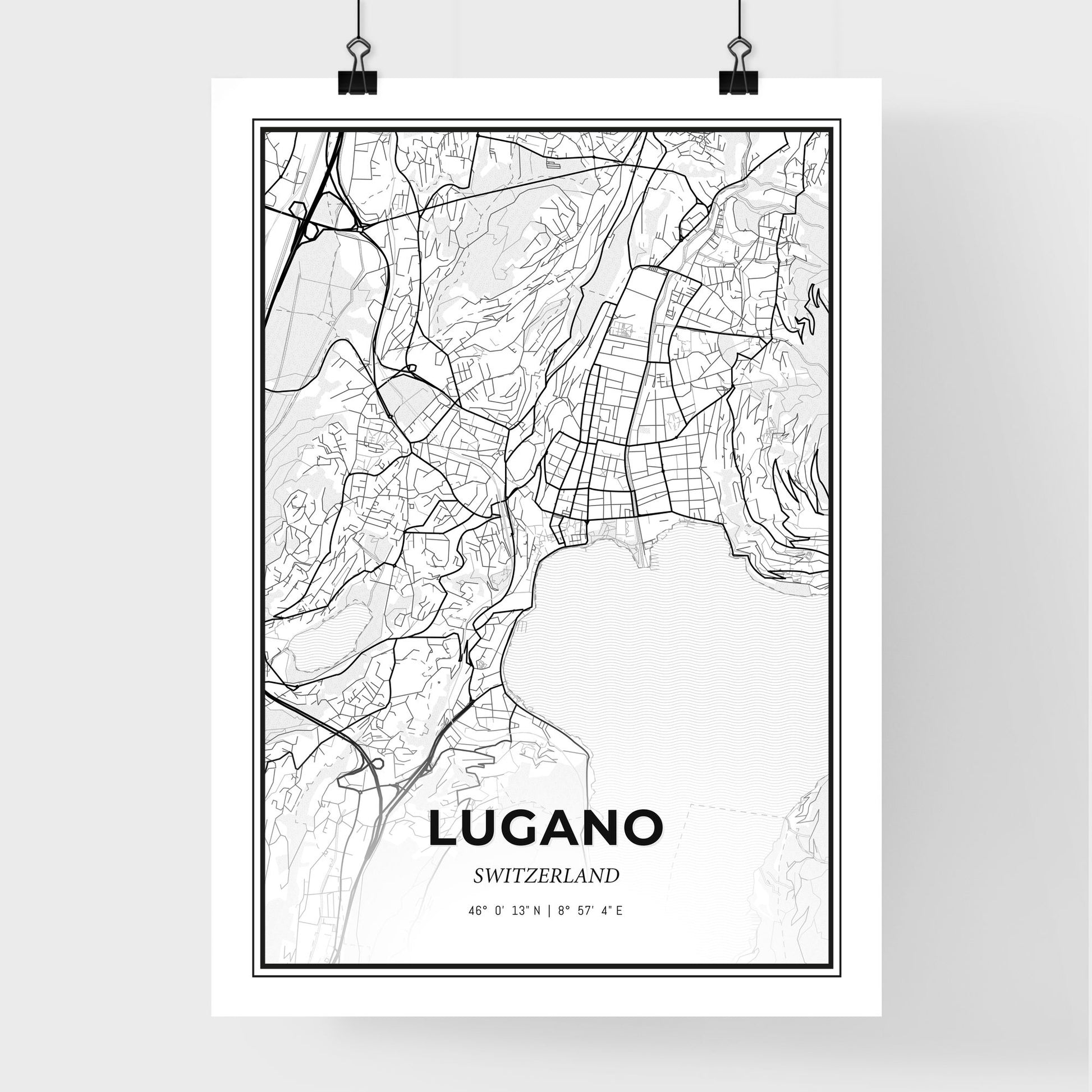 Lugano Switzerland - Premium City Map Poster