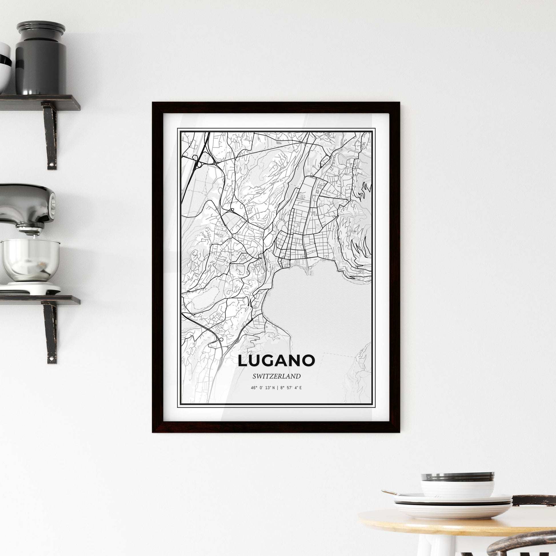 Lugano Switzerland - Minimal City Map