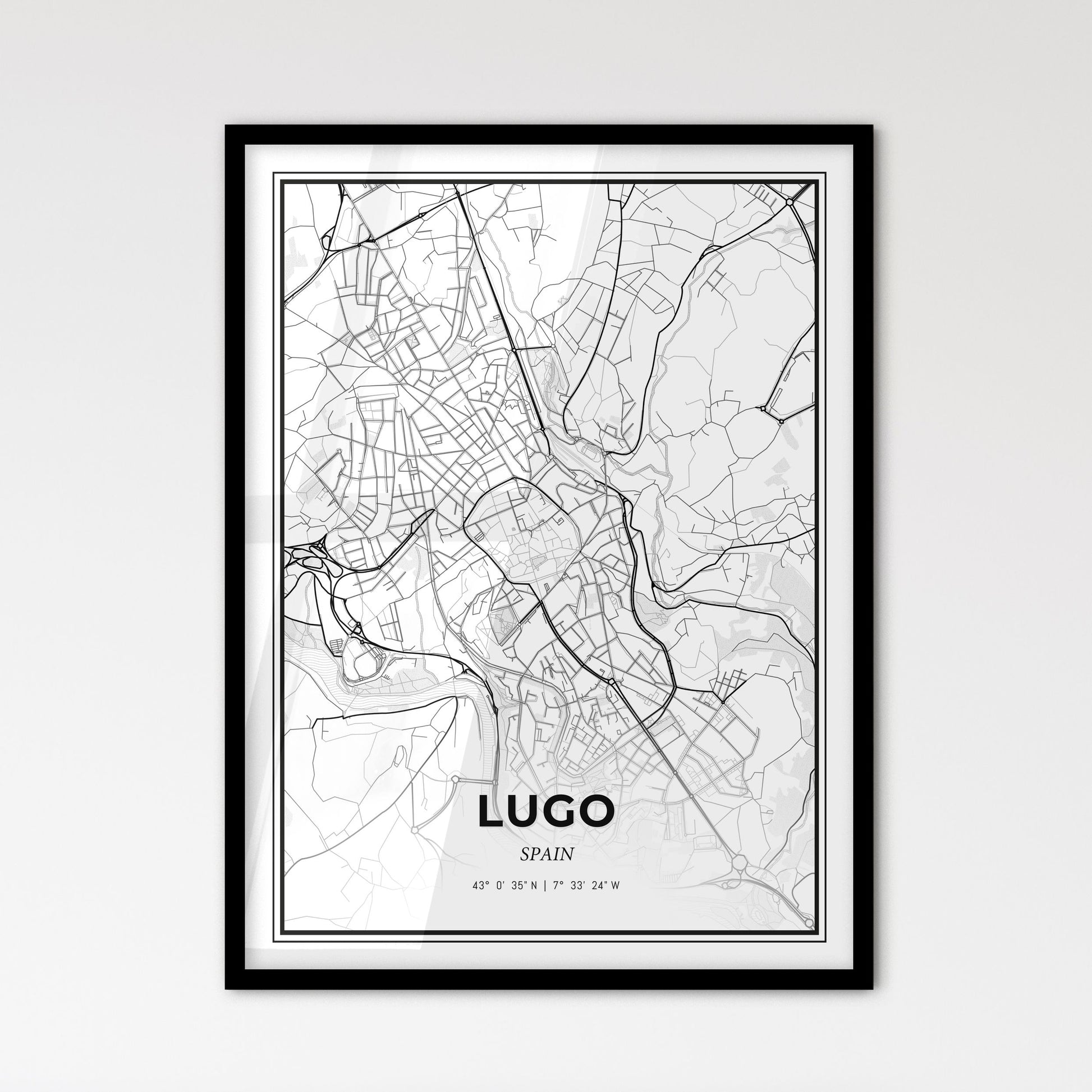 Lugo Spain - Scandinavian Style City Map for Modern Home Decor