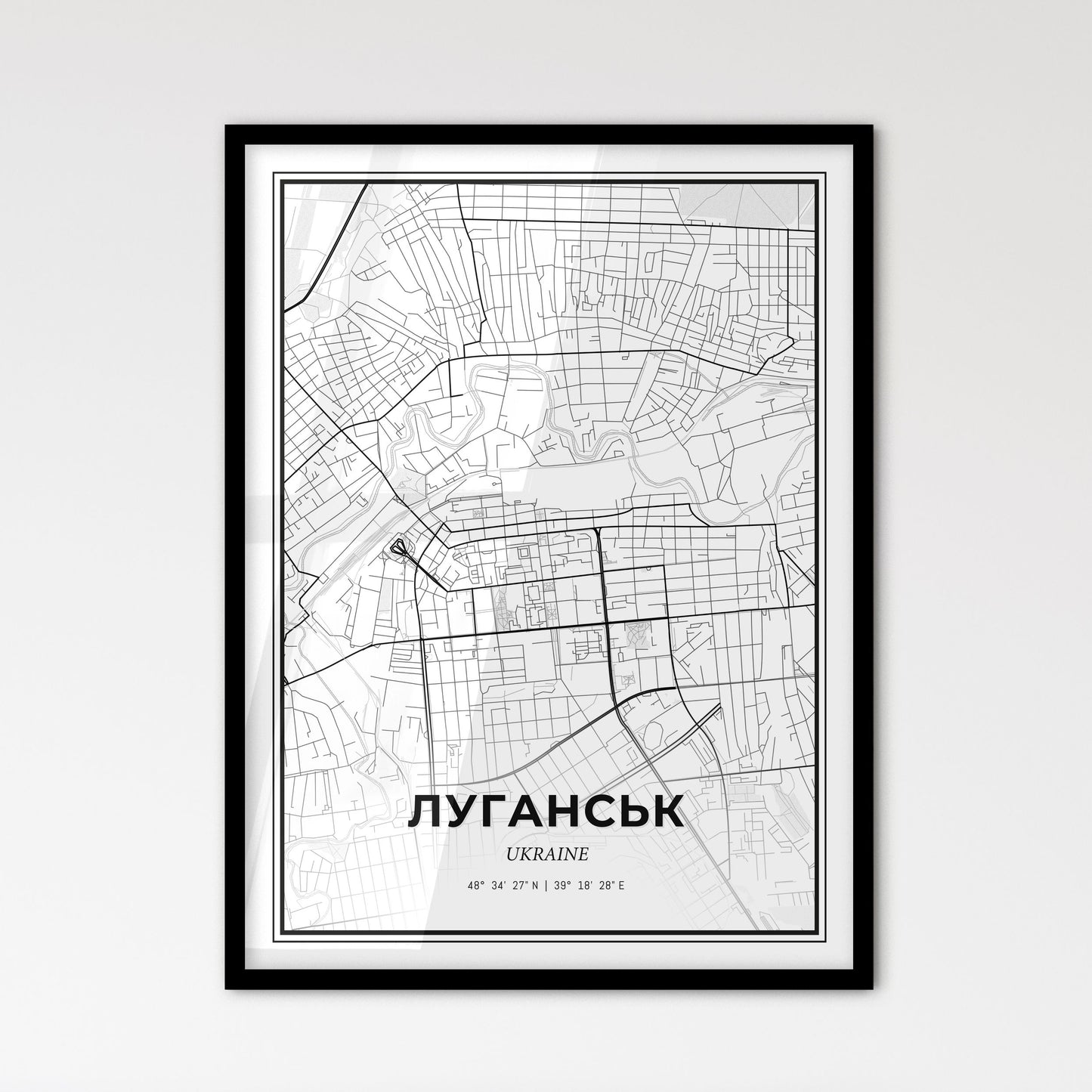 Luhansk Ukraine - Scandinavian Style City Map for Modern Home Decor