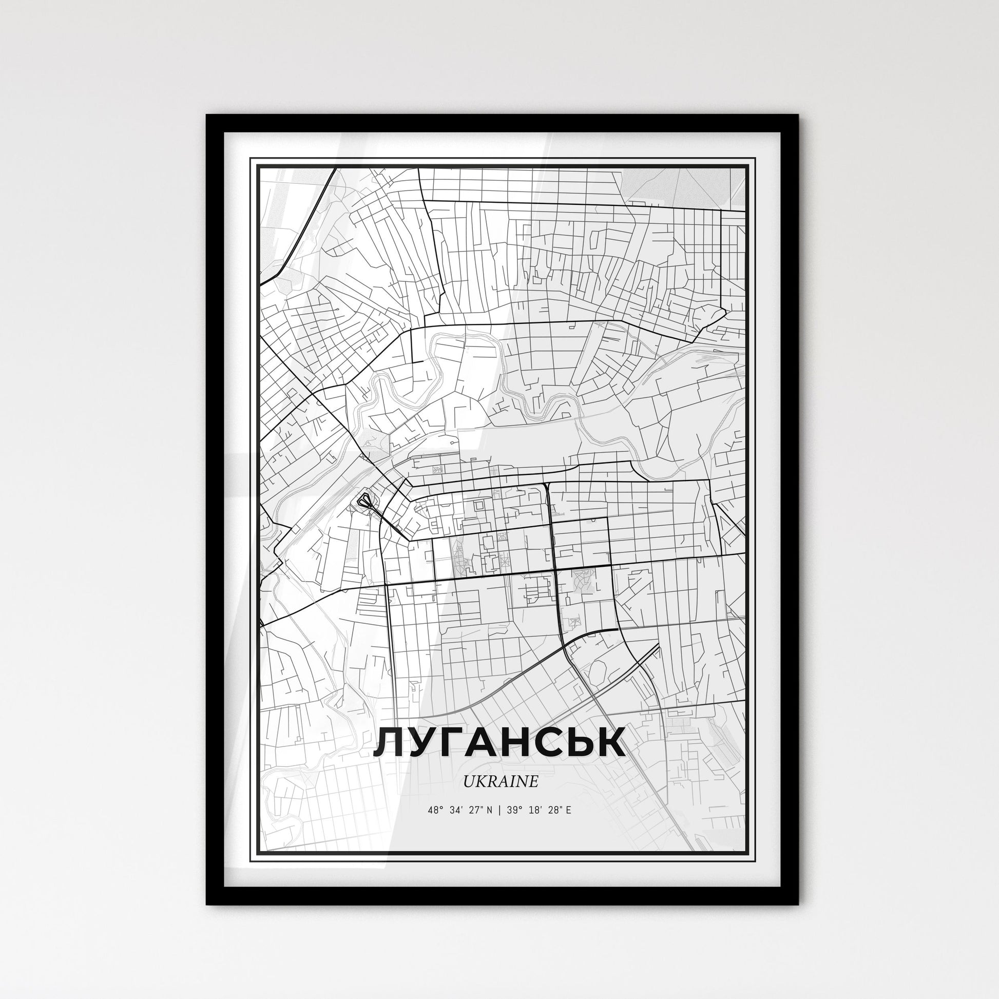 Luhansk Ukraine - Scandinavian Style City Map for Modern Home Decor