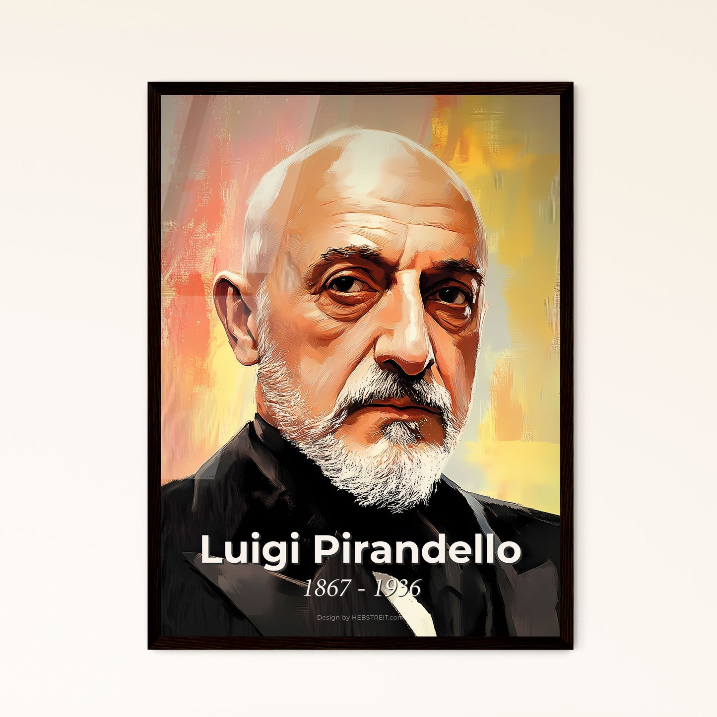 Portrait of Luigi Pirandello, 1867 - 1936. Impressionistic painting of a man with a beard.