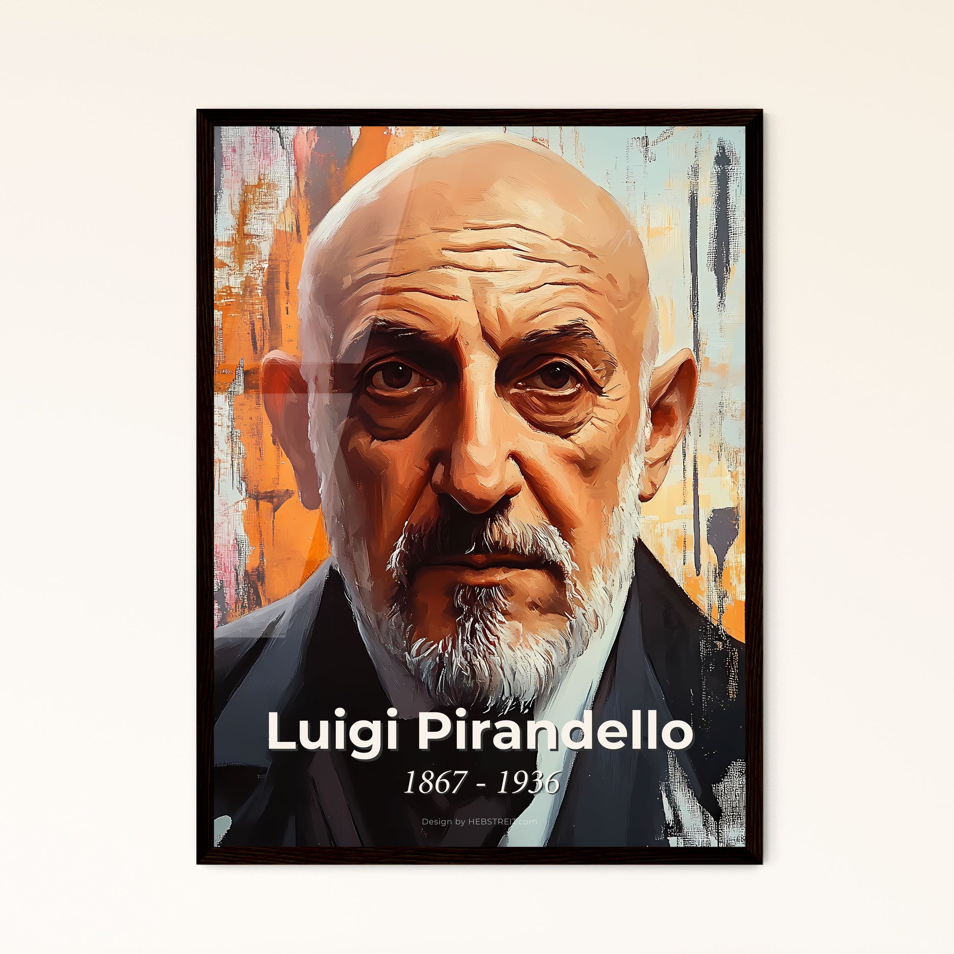 Portrait of Luigi Pirandello, 1867 - 1936. Impressionistic painting of a man with a beard.