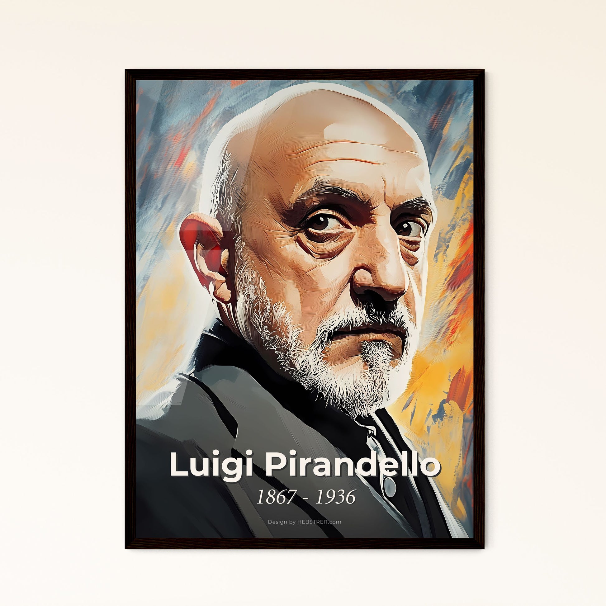 Portrait of Luigi Pirandello, 1867 - 1936. Impressionistic painting of a man with a beard and mustache.