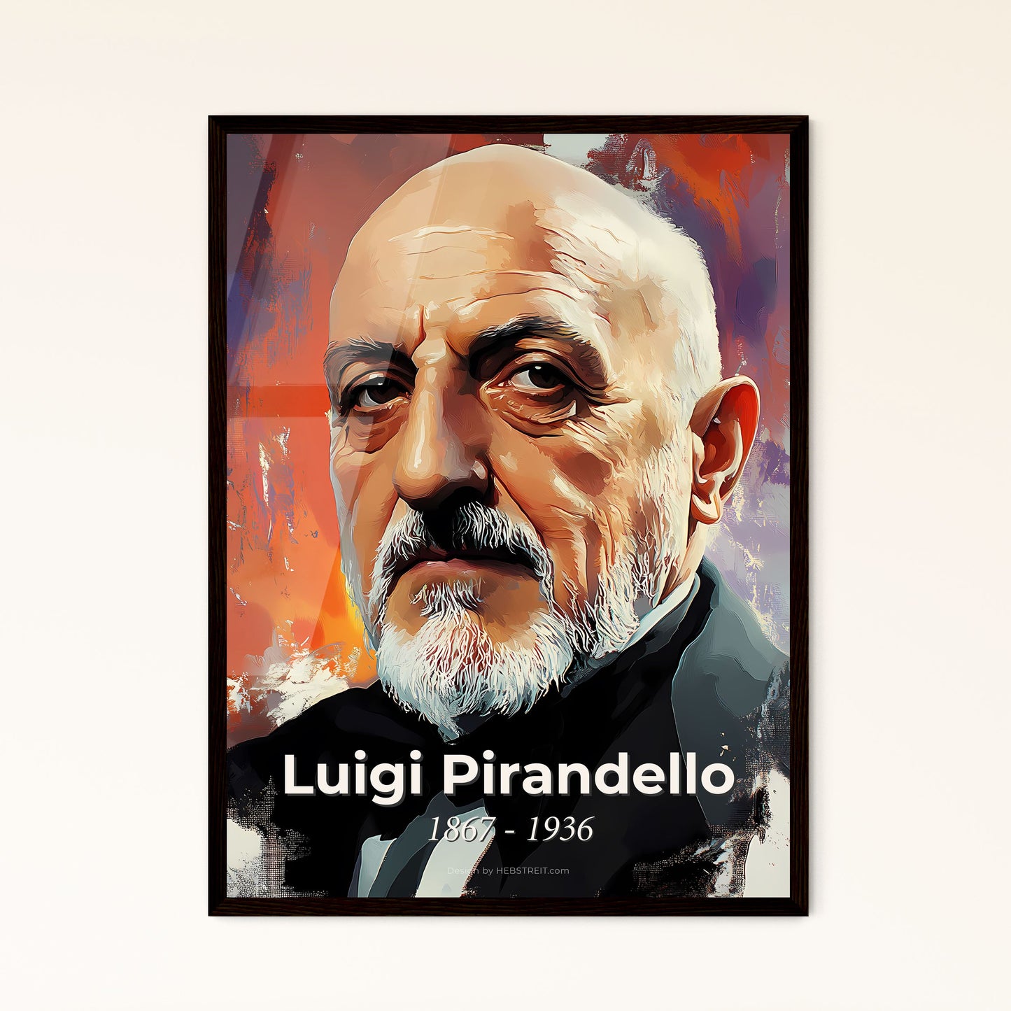 Portrait of Luigi Pirandello, 1867 - 1936. Impressionistic painting of a man with a beard.