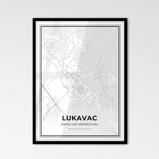 Lukavac Bosnia and Herzegovina - Scandinavian Style City Map for Modern Home Decor