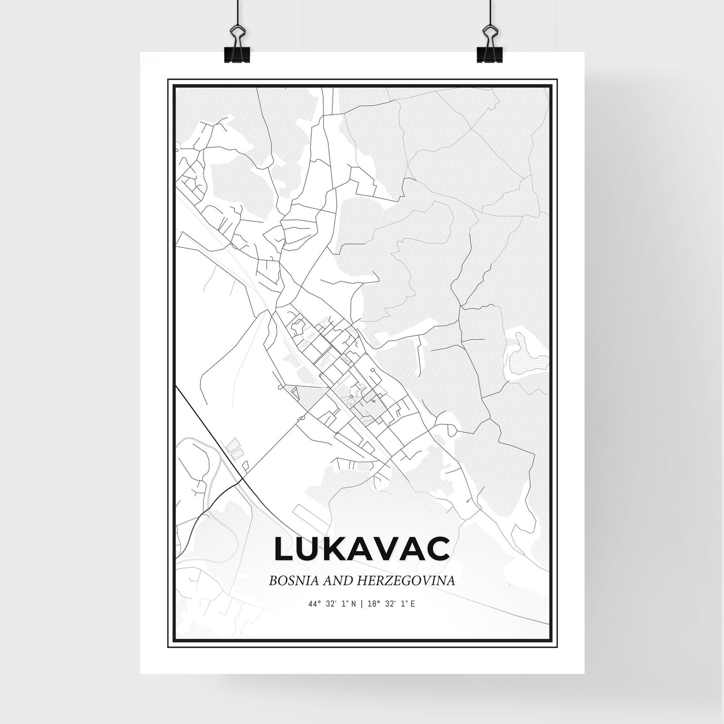 Lukavac Bosnia and Herzegovina - Premium City Map Poster