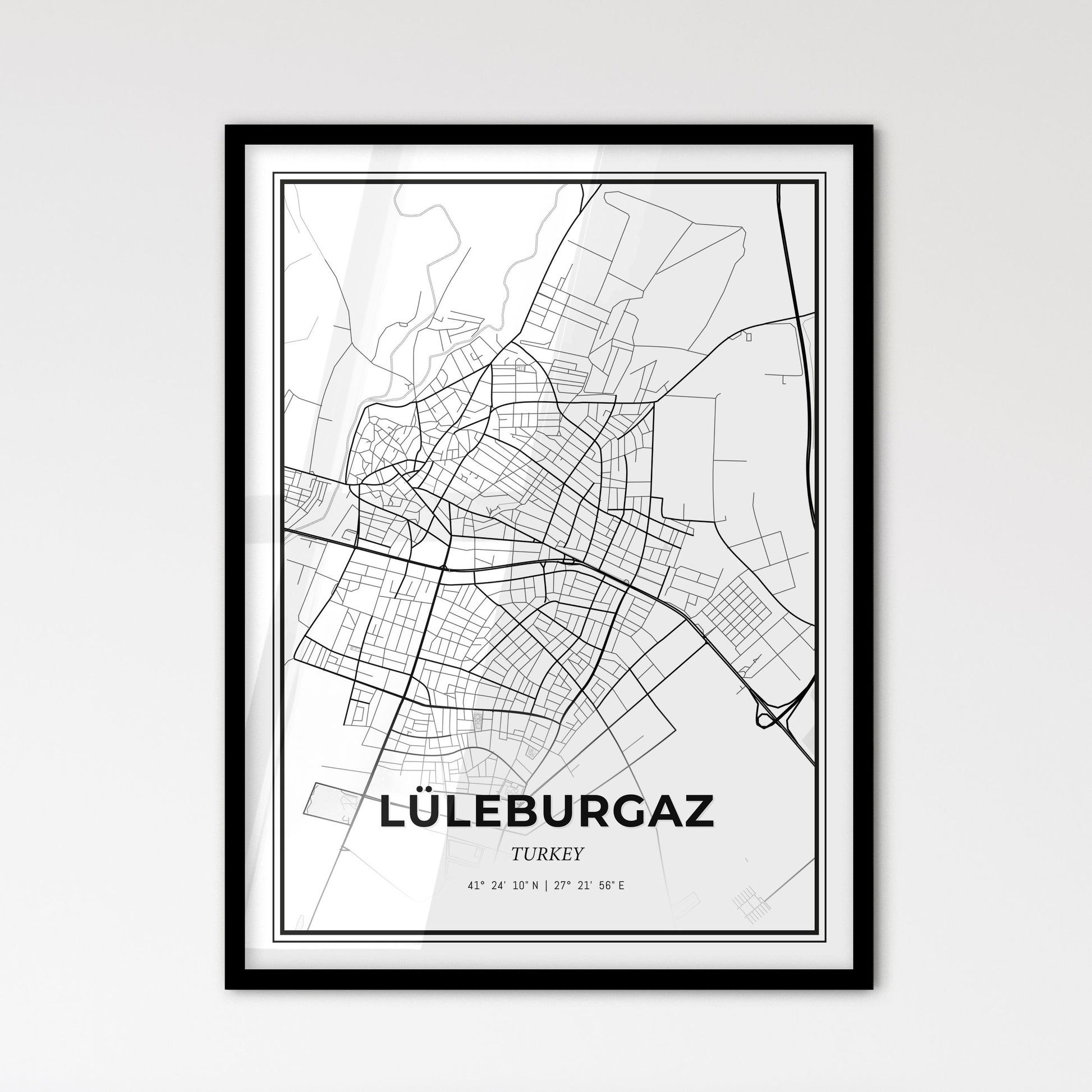 Lüleburgaz Turkey - Scandinavian Style City Map for Modern Home Decor