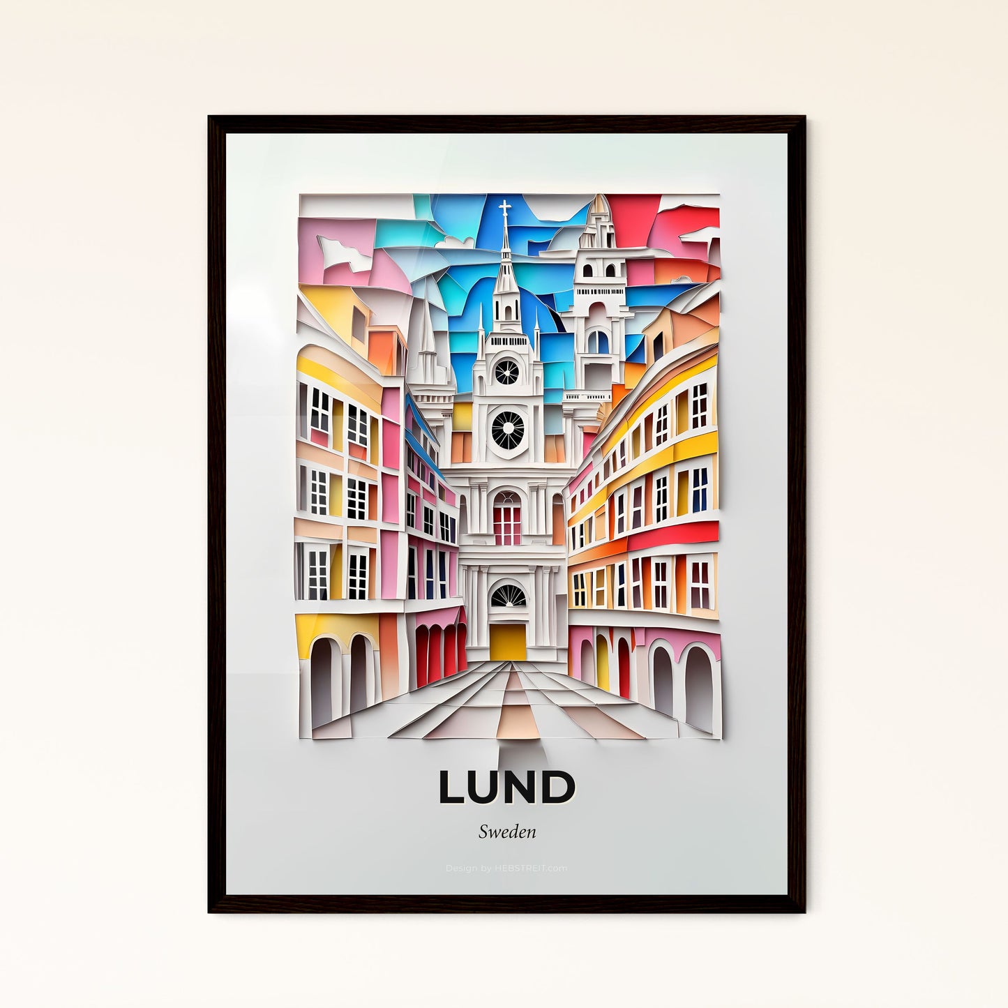 Vivid Lund, Sweden - a paper cut of a city with a clock tower