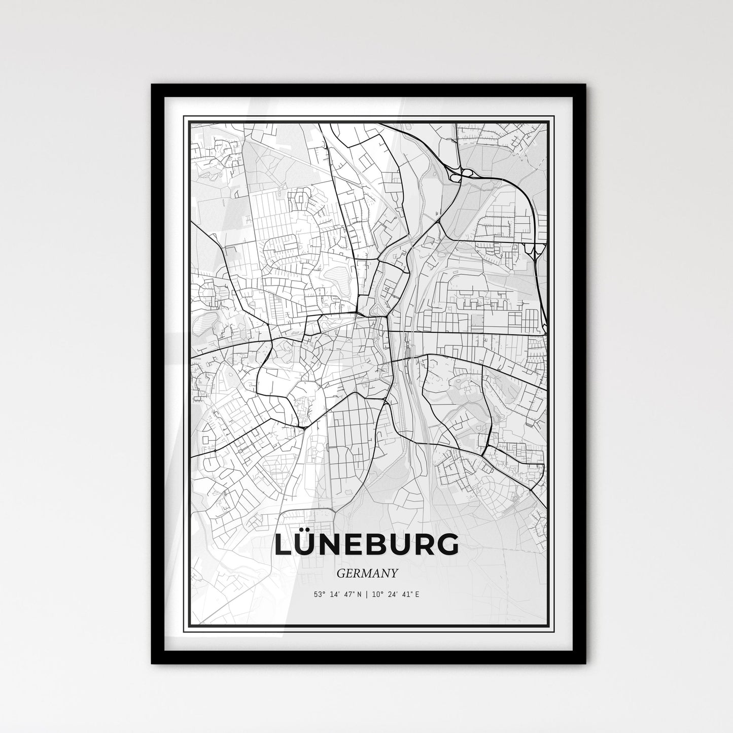 Luneburg Germany - Scandinavian Style City Map for Modern Home Decor