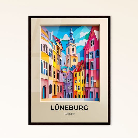 Vivid Luneburg, Germany - a paper cut of a city with a boat in the water