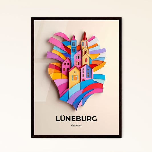 Vivid Luneburg, Germany - a colorful clock with a church on top of it