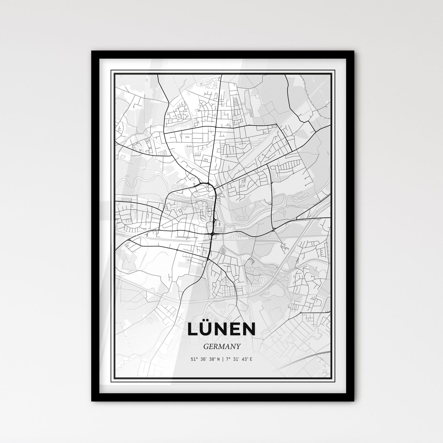 Lunen Germany - Scandinavian Style City Map for Modern Home Decor