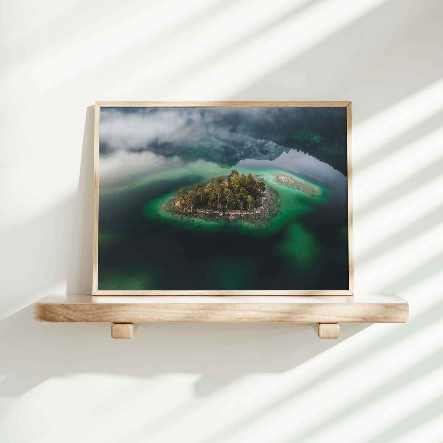 Eibsee Aerial Island Print – Bavarian Alps Landscape Photography Wall Art