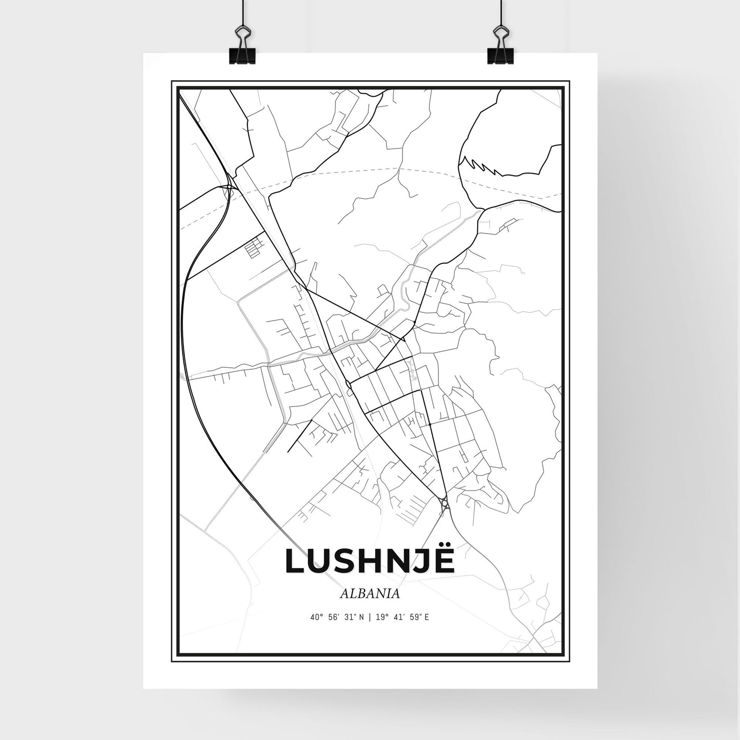 Lushnjë Albania - Premium City Map Poster