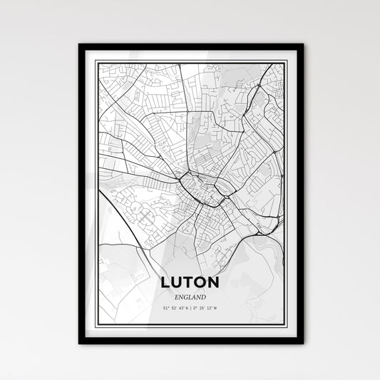 Luton England - Scandinavian Style City Map for Modern Home Decor