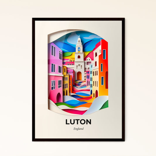 Vivid Luton, England - a paper cut of a city with a clock tower