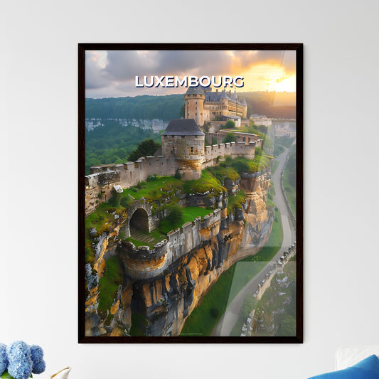 Vibrant Painting Depicting a Scenic Castle on a Cliff in Luxembourg, Europe