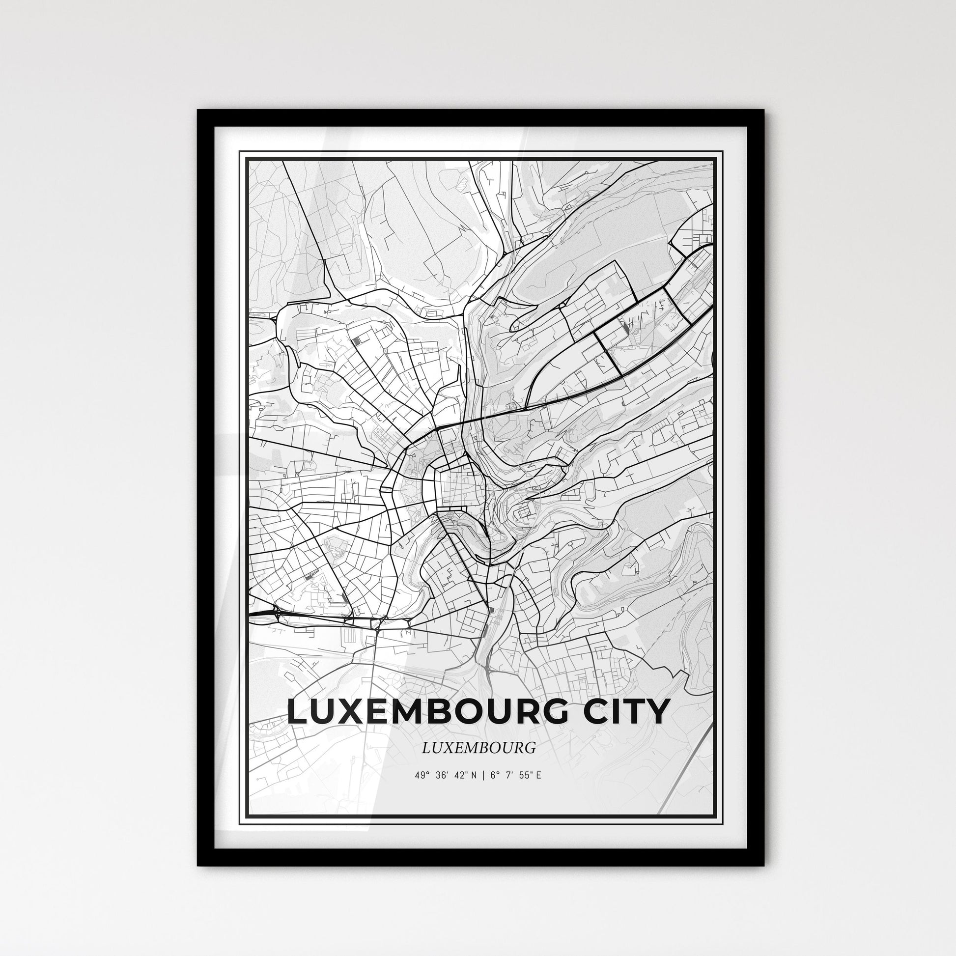 Luxembourg City Luxembourg - Scandinavian Style City Map for Modern Home Decor