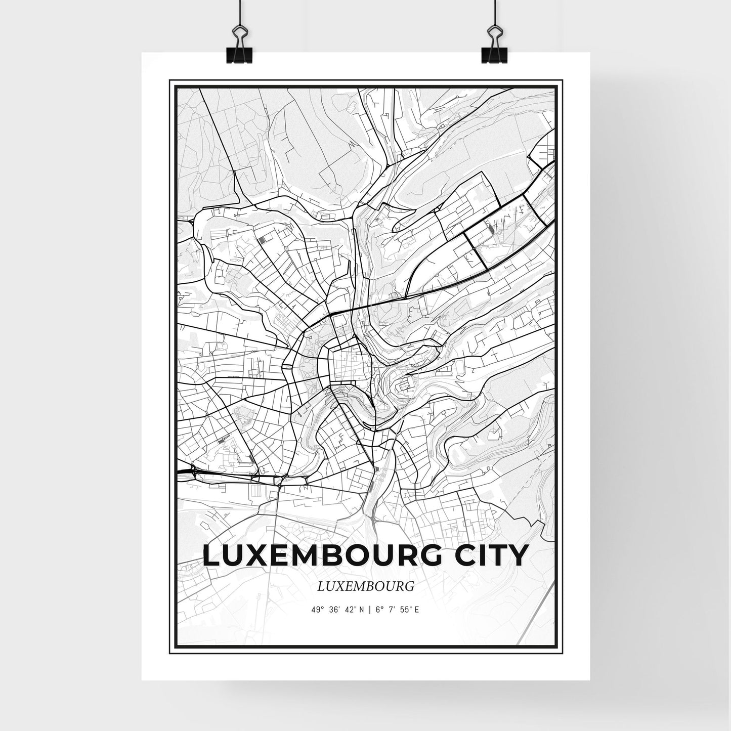 Luxembourg City Luxembourg - Premium City Map Poster