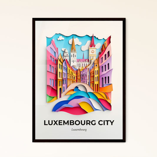 Vivid Luxembourg City, Luxembourg - a paper cut of a city with a bridge