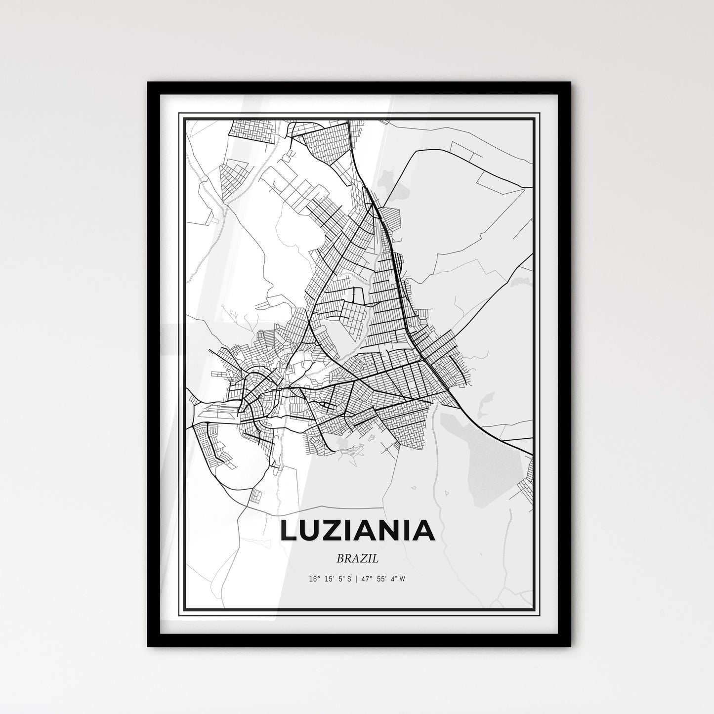 Luziania Brazil - Scandinavian Style City Map for Modern Home Decor