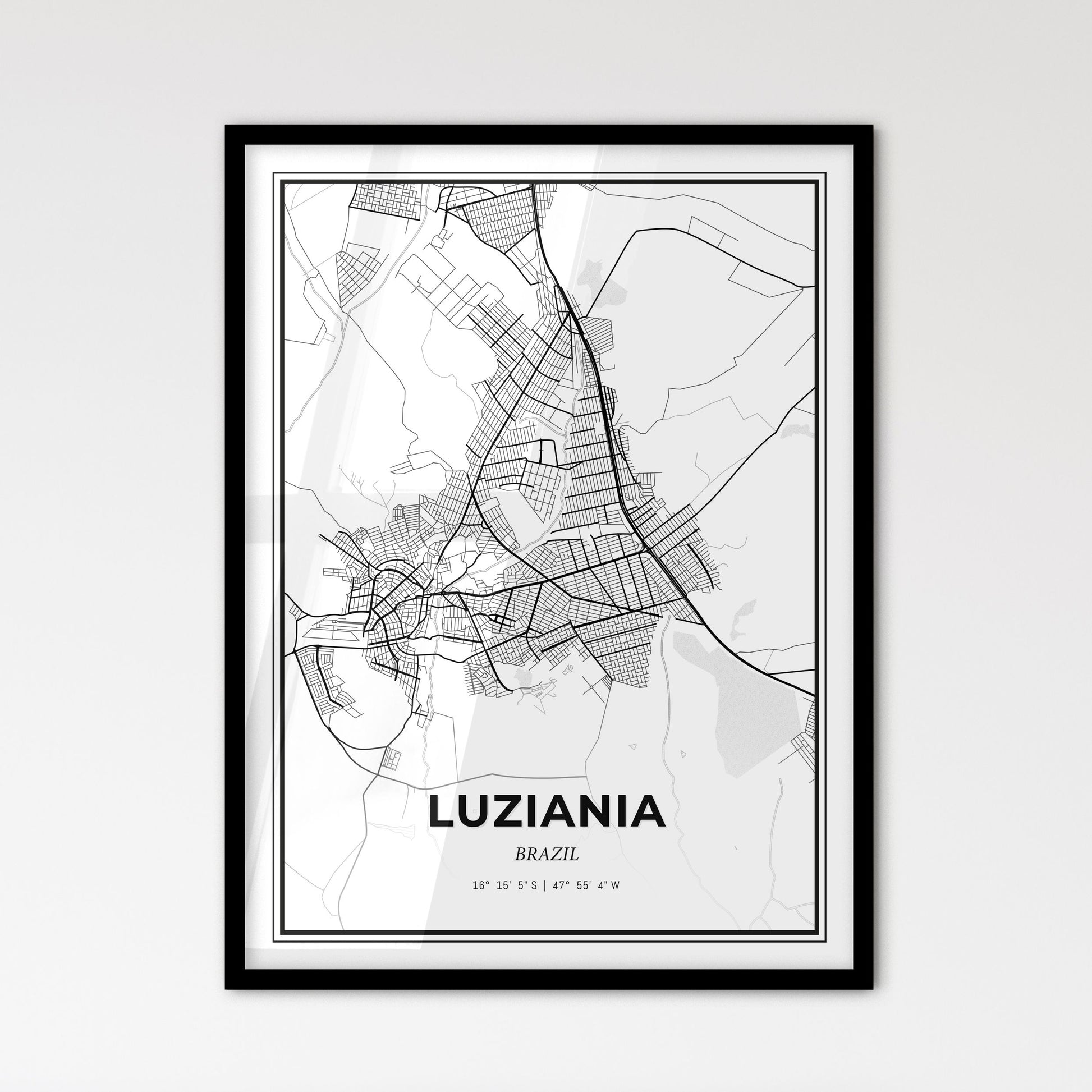 Luziania Brazil - Scandinavian Style City Map for Modern Home Decor