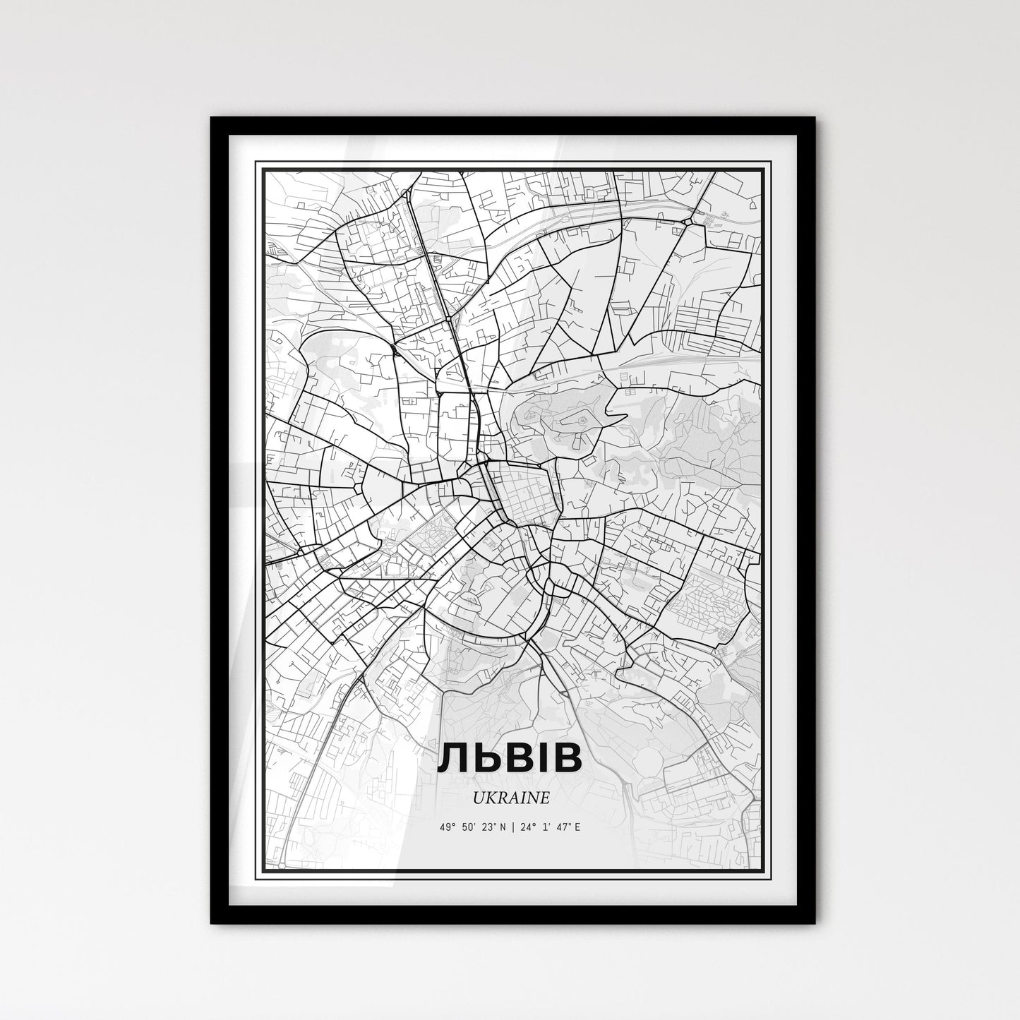 Lviv Ukraine - Scandinavian Style City Map for Modern Home Decor