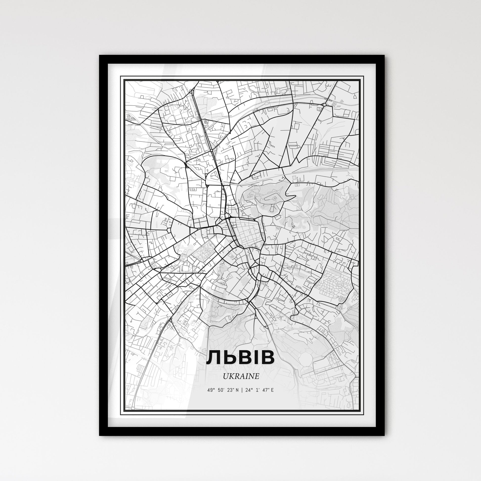 Lviv Ukraine - Scandinavian Style City Map for Modern Home Decor