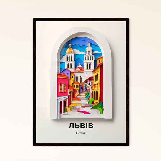 Vivid Lviv, Ukraine - a paper cut of a city with a church