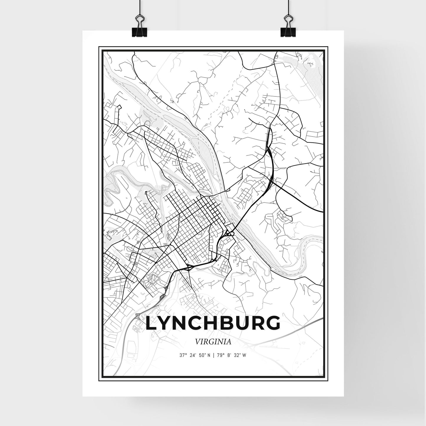 Lynchburg Virginia - Premium City Map Poster