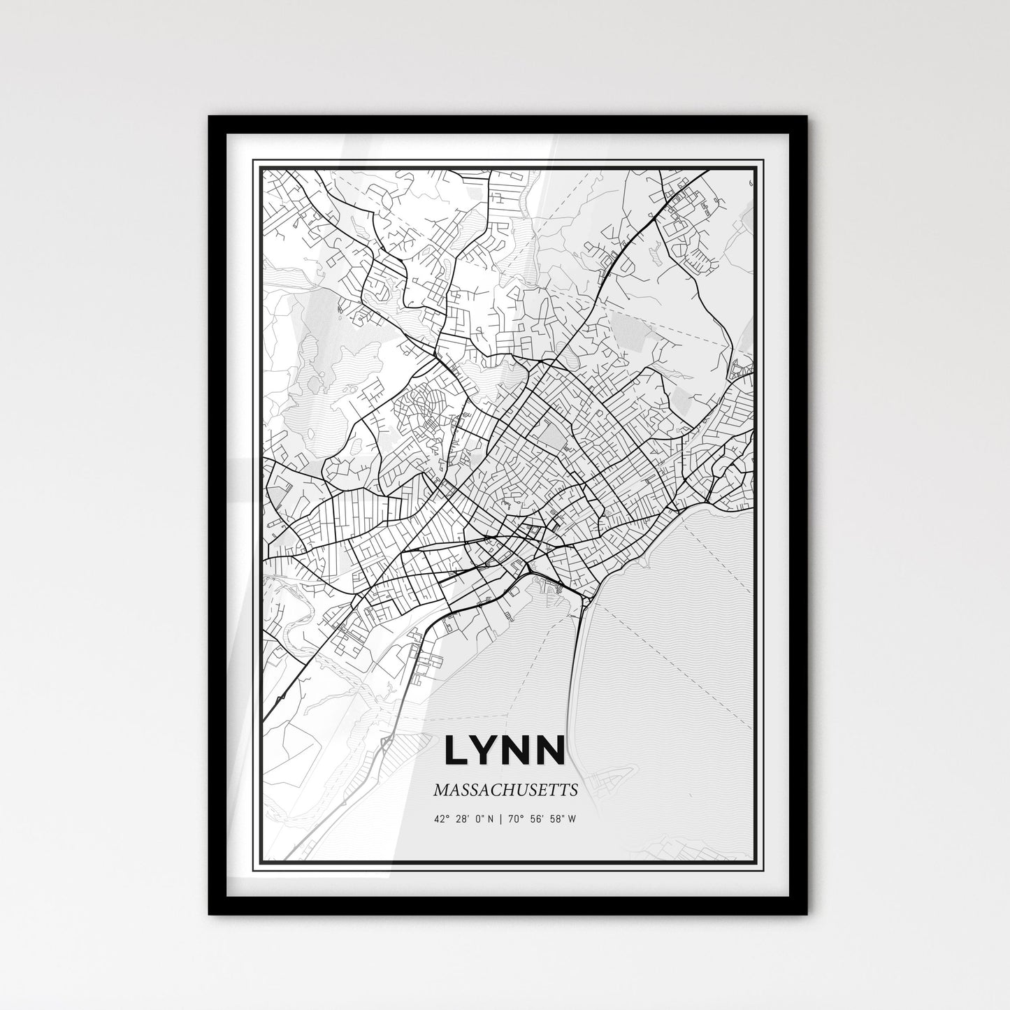 Lynn Massachusetts - Scandinavian Style City Map for Modern Home Decor